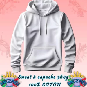 sweat à capuche vierge 100% coton personnalisable unisexe
