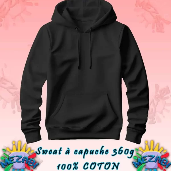 sweat à capuche vierge 100% coton personnalisable unisexe