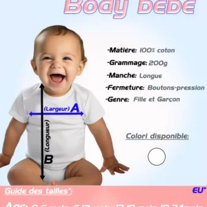body bébé 100% coton personnalisable