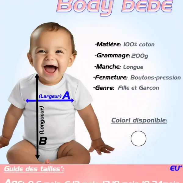 body bébé 100% coton personnalisable