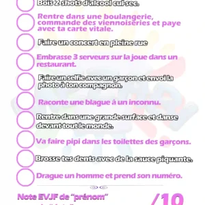 t shirt liste gages evjf
